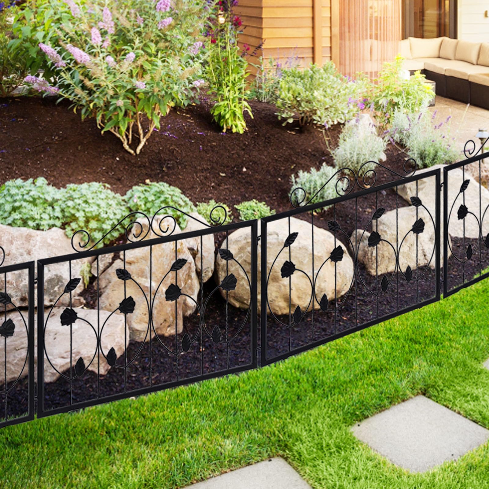 Garvee Decorative Garden Fence 6 Pack, 23.6in (H) x 11.8ft (L) Rustproof Metal Border Fences Decor Animal Barrier for Yard Outdoor - Image 3