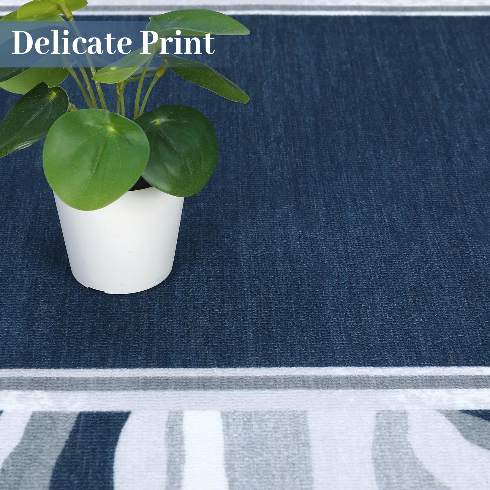 Garvee Modern Blue 2x6 Runner Washable Rug Area Rug Entryway Runners Low Pile Non Slip Backing Hallway Runner Rug Indoor Non-Shedding Floor Carpet for Kitchen Laundry Living Room Bedside - Image 5