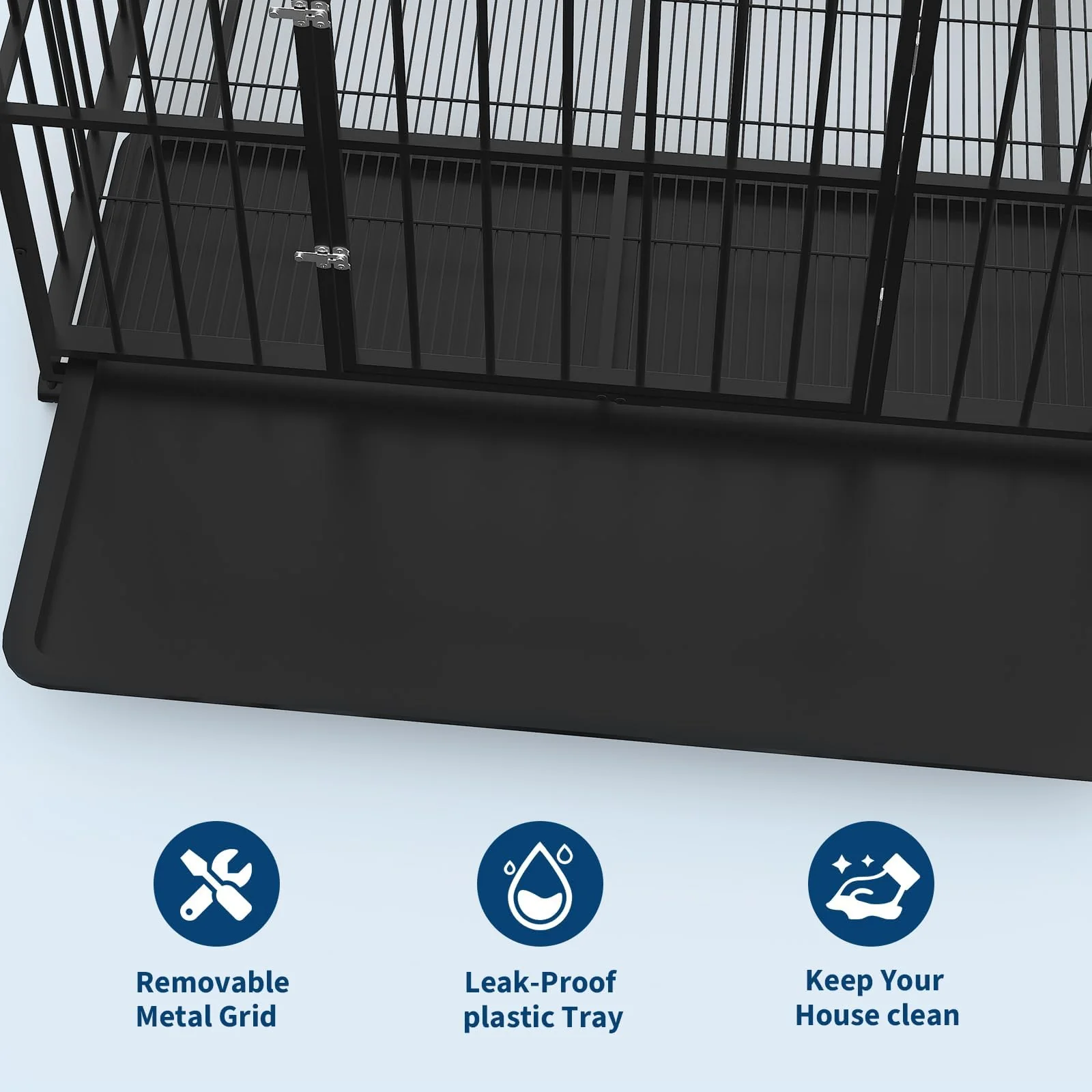 Garvee 36 Inch Dog Crate for Small Sized Dogs, Heavy Duty Stainless Steel Dog Kennel Indoor Escape Proof with Wheels and Removable Tray, Stackable Dog Cage for High Anxiety Dogs - Image 6