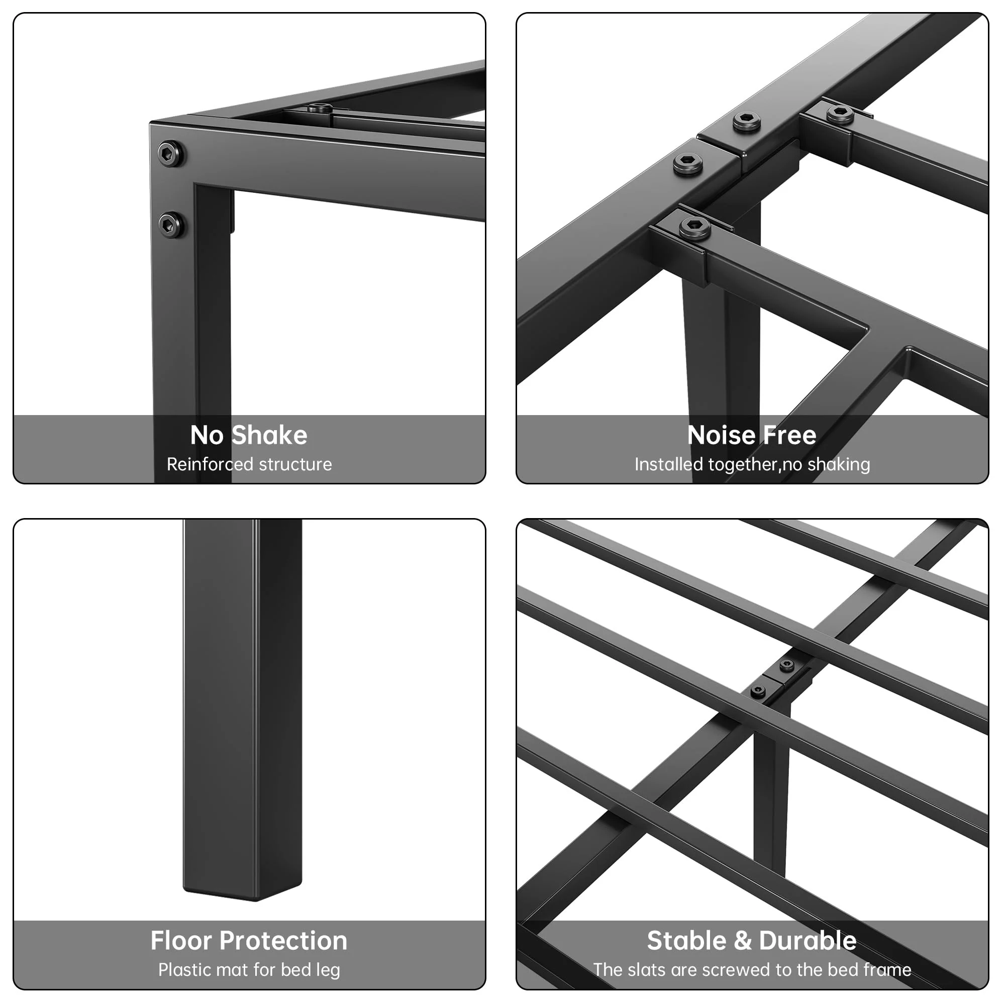 Garvee 12 Inch Full Size Bed Frame, No Box Spring Needed, Heavy Duty Metal Platform Bed Frame Full Size for Bedroom Easy Assembly, Noise Free, Black, Full - Image 5