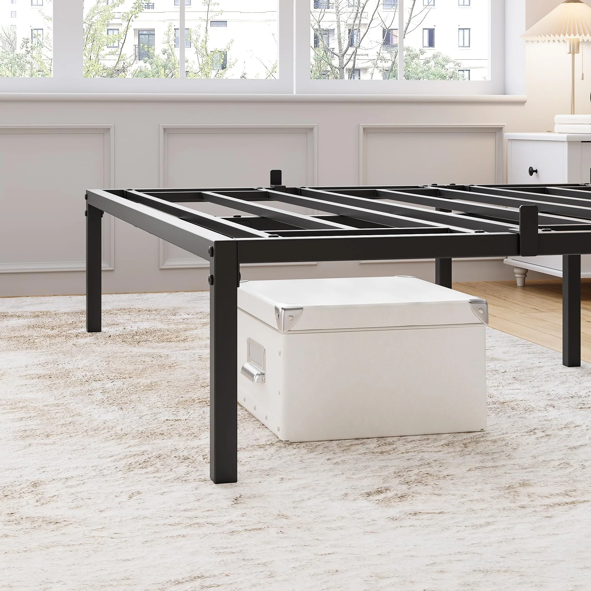 Garvee 16 Inch Full Bed Frame No Box Spring Needed, Heavy Duty Metal Platform Bed Frame Full Size for Bedroom Easy Assembly, Noise Free, Black, Full - Image 5