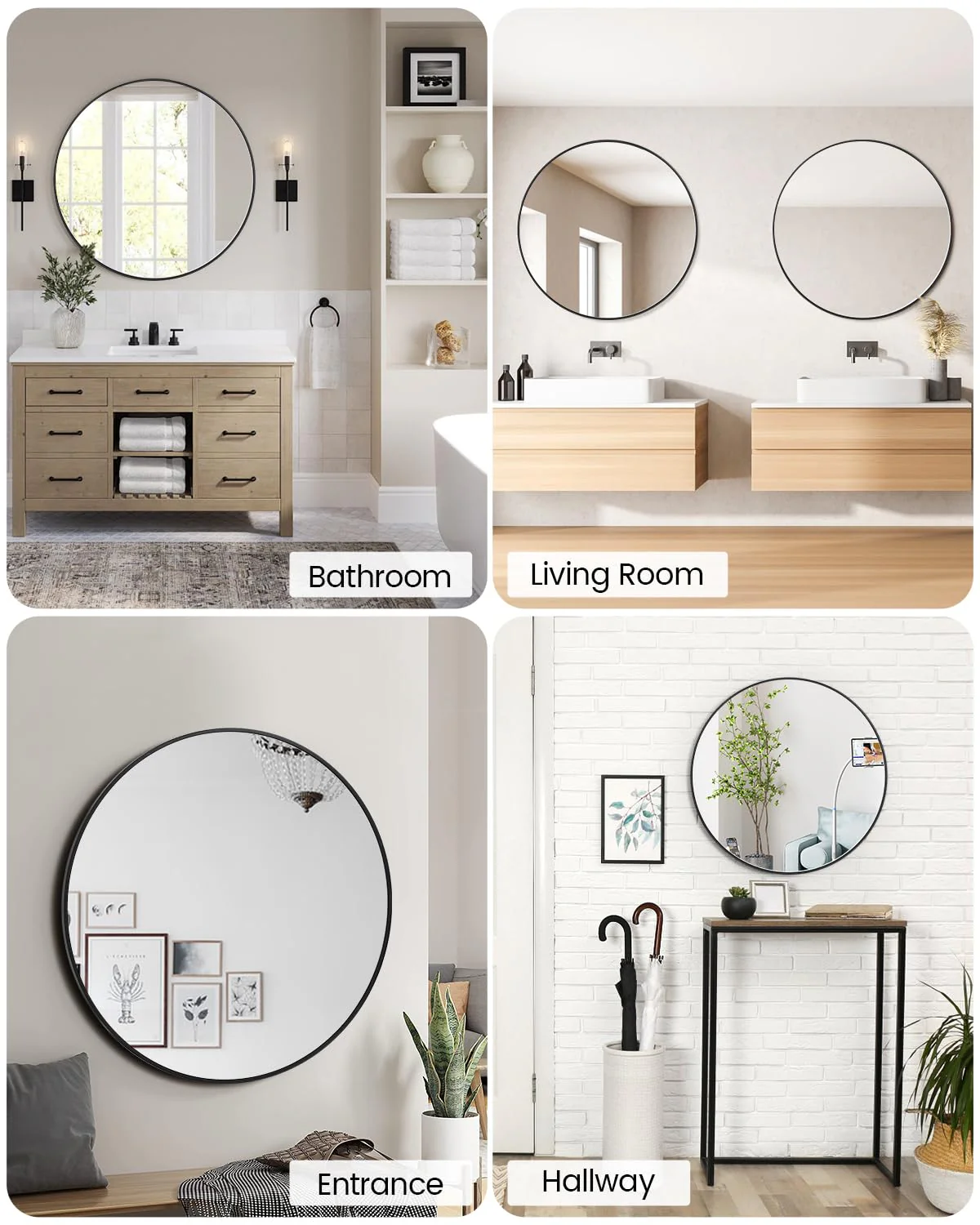 Garvee 2024 New 18 Inch Round Mirror, HD Eco-Friendly Bathroom Mirror, Metal Framed Circle Mirror, Modern Wall Mirror for Bathroom, Living Room, Vanity, Easy to Install, Matte Black - Image 3
