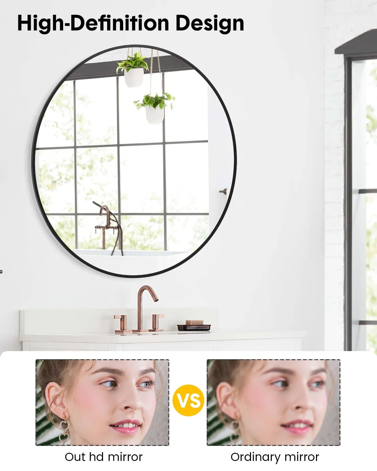 Garvee 2024 New 18 Inch Round Mirror, HD Eco-Friendly Bathroom Mirror, Metal Framed Circle Mirror, Modern Wall Mirror for Bathroom, Living Room, Vanity, Easy to Install, Matte Black - Image 4