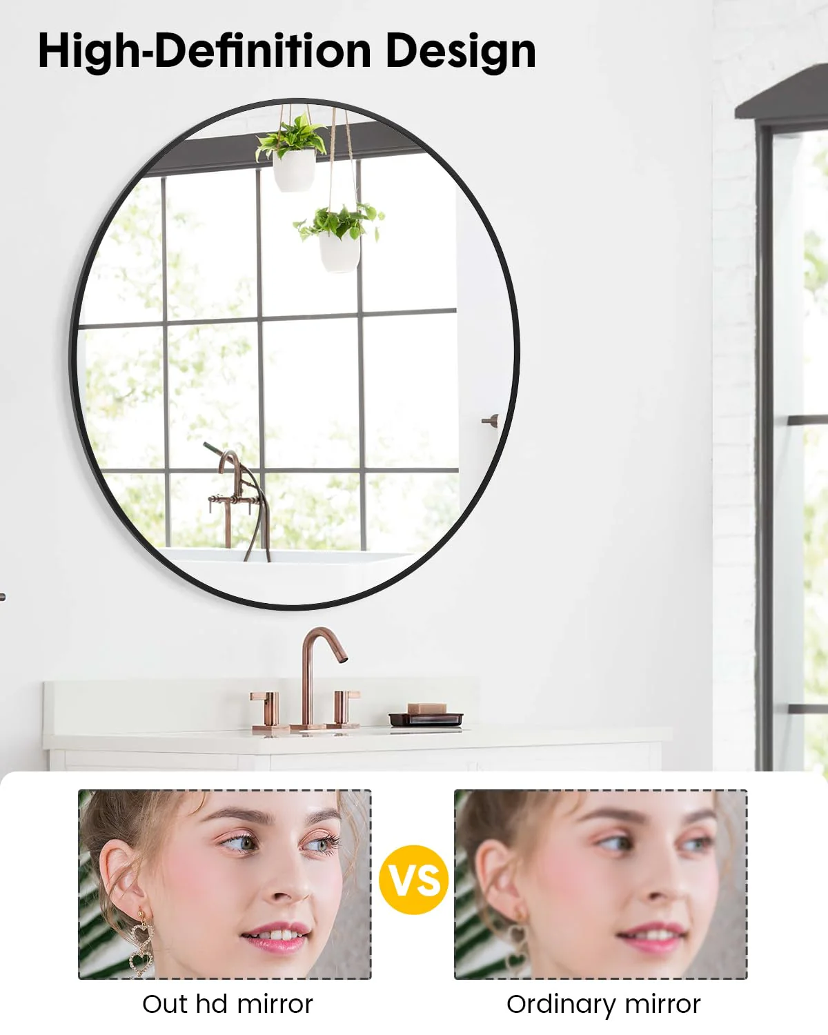 Garvee 2024 New 20 Inch Round Mirror, HD Eco-Friendly Bathroom Mirror, Metal Framed Circle Mirror, Modern Wall Mirror for Bathroom, Living Room, Vanity, Easy to Install, Matte Black - Image 4