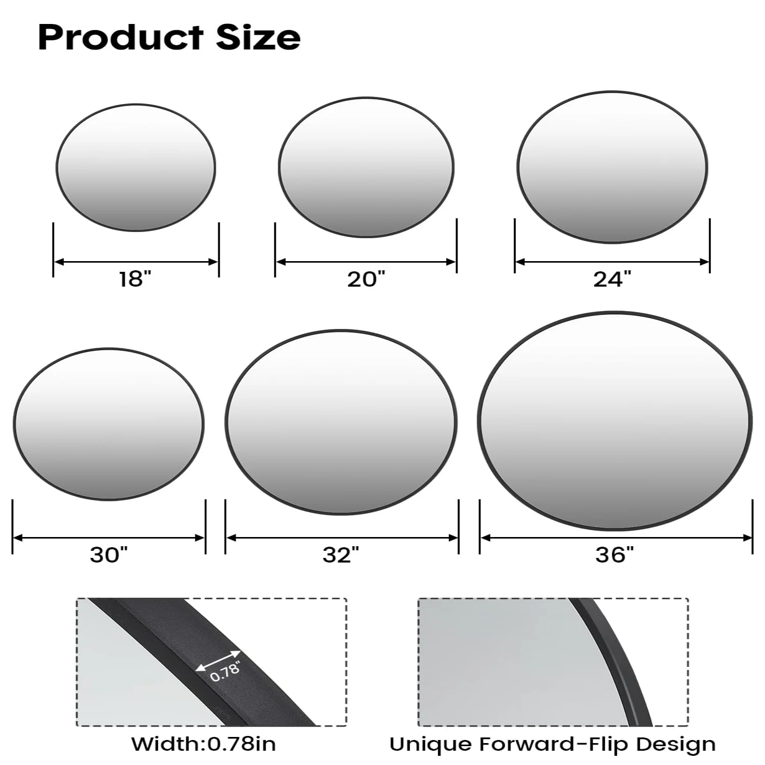 Garvee 2025 New 24 Inch Round Mirror, HD Eco-Friendly Bathroom Mirror, Metal Framed Circle Mirror, Modern Wall Mirror For Bathroom, Living Room, Vanity, Easy To Install, Matte Black - Image 3