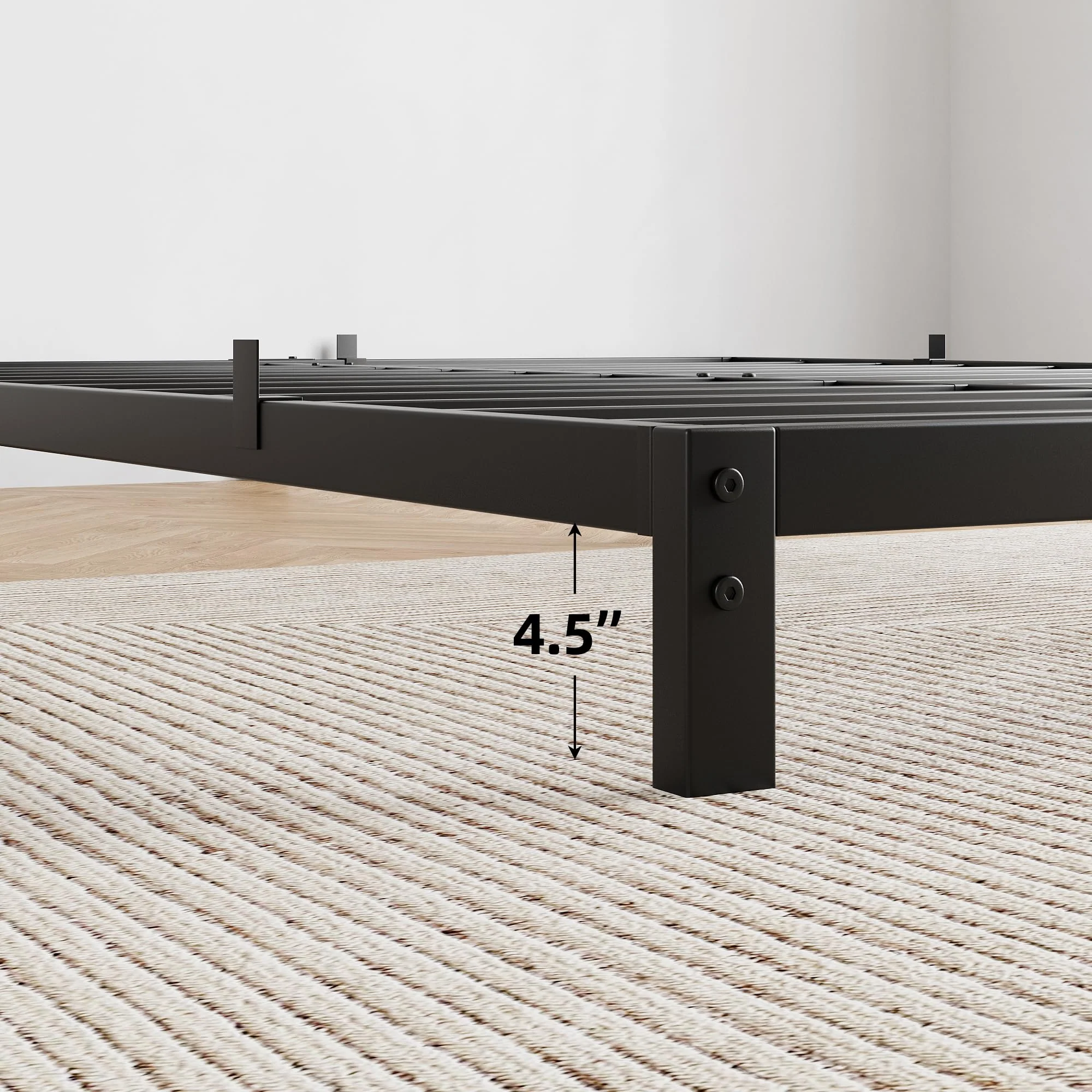 Garvee 6 Inch Queen Bed Frame No Box Spring Needed, Low Profile Bed Frame Heavy Duty Metal Platform 6 Inch Low Bed Frame with Sturdy Steel Slats, Noise Free, Easy Assembly, Black(Queen) - Image 7