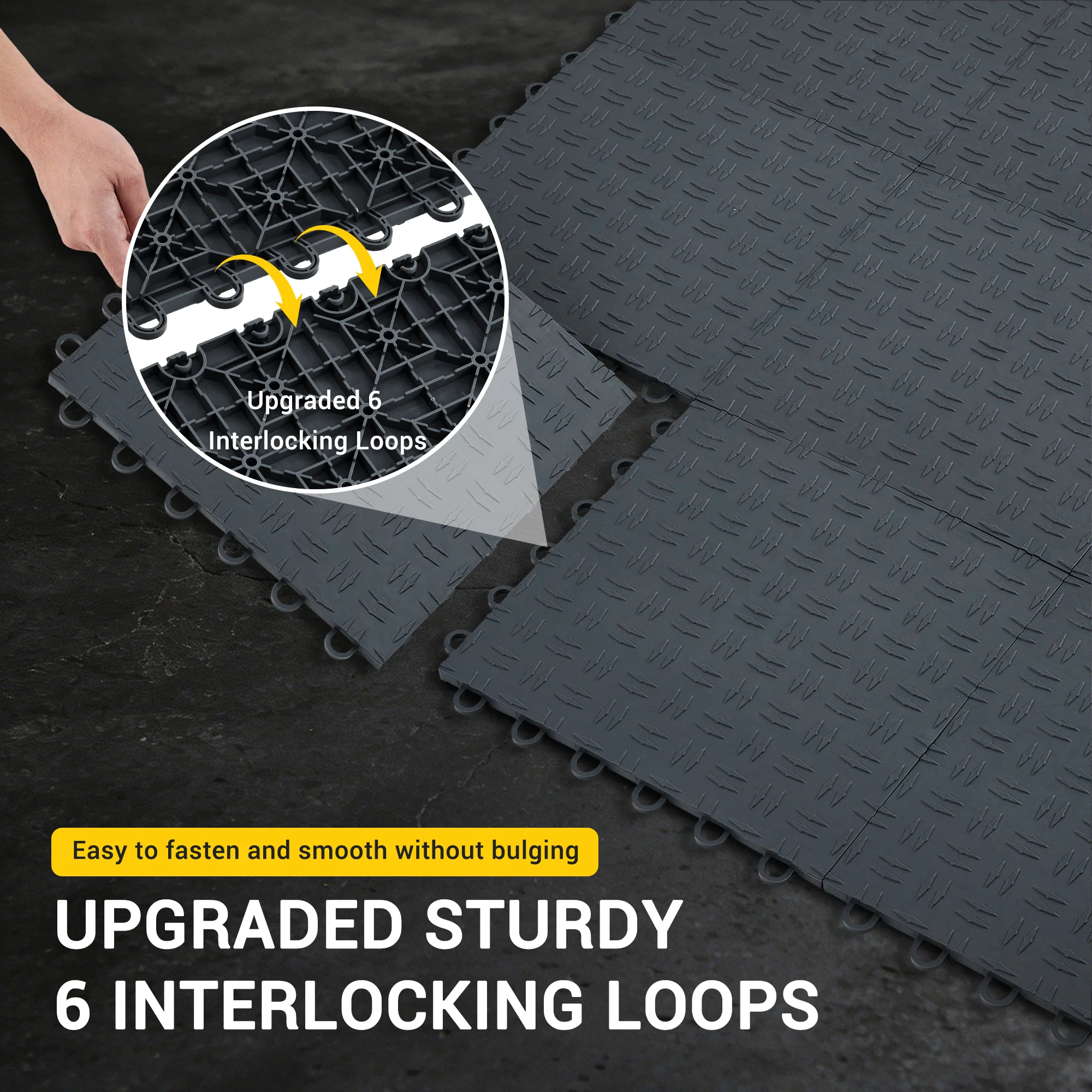 Garvee 100 Pack 12"X12" Interlocking Garage Floor Tiles,Double-Sided Non-Slip Flooring, Heavy Duty PVC Garage Flooring Tiles Covering for Basement, Workshop & Repair Shop,Black - Image 4