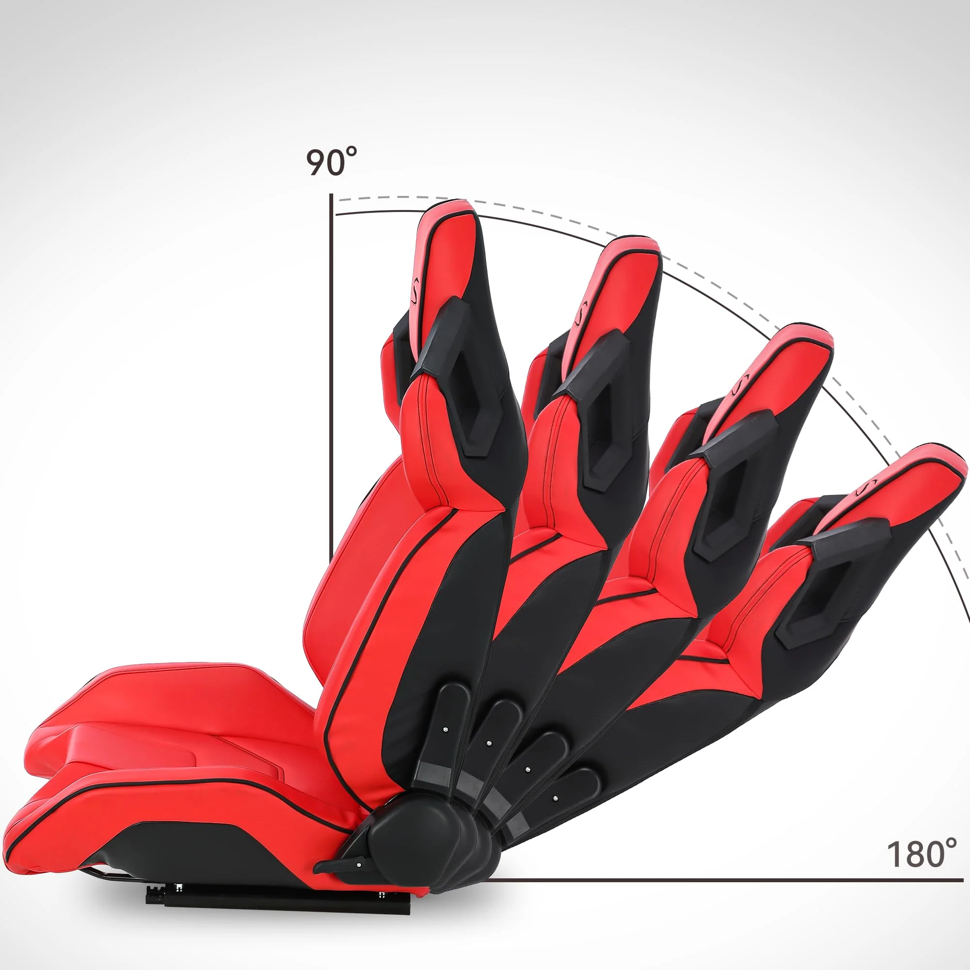 Garvee 1 Piece Universal Racing Seats with Dual Lock Sliders, PU Leather, Racing Bucket Seats, 23.6"×19.7"×37.4", Red+Black Stitching Racing Seat, Passenger Side,Red - Image 5