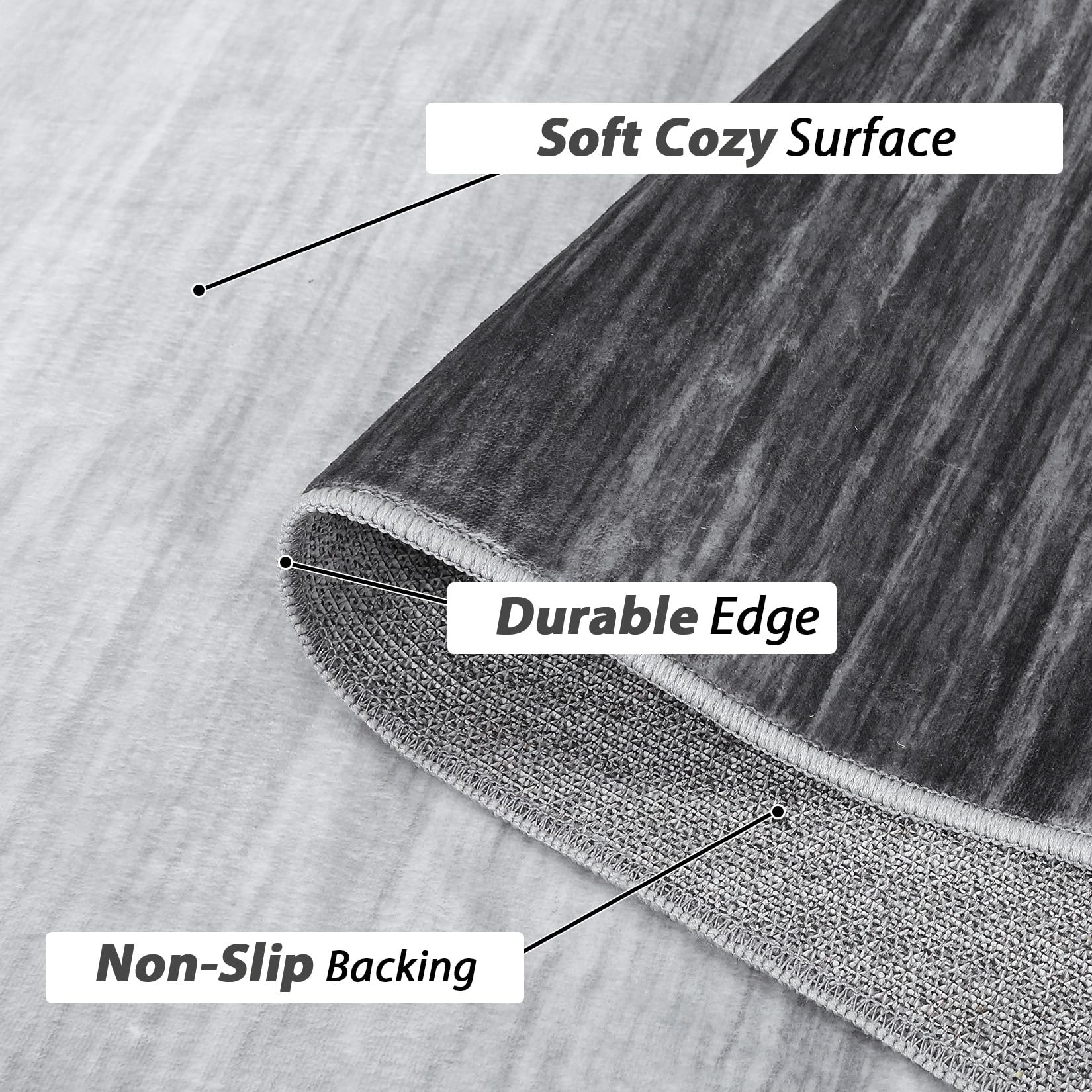 Garvee Modern Grey 2x6 Striped Runner Rug Washable Low-Pile Abstract Rug with Rubber Backing for Hallway, Entryway, Bathroom, Office, Grey - Image 6