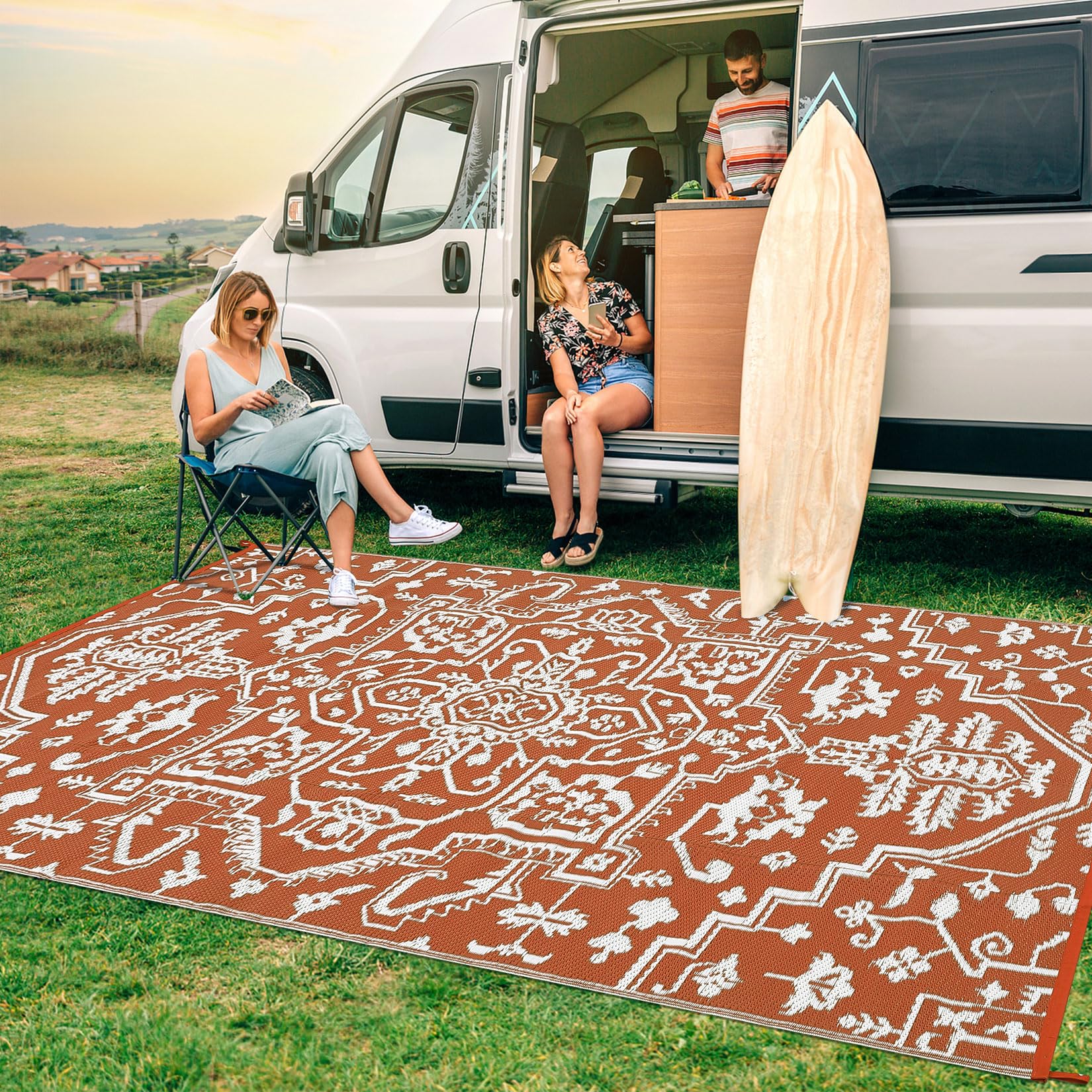 Garvee Waterproof Outdoor Rug 8x10 Reversible Plastic Straw UV-Resistant Durable Lightweight Portable for Patio Camping RV Beach Deck - Image 7